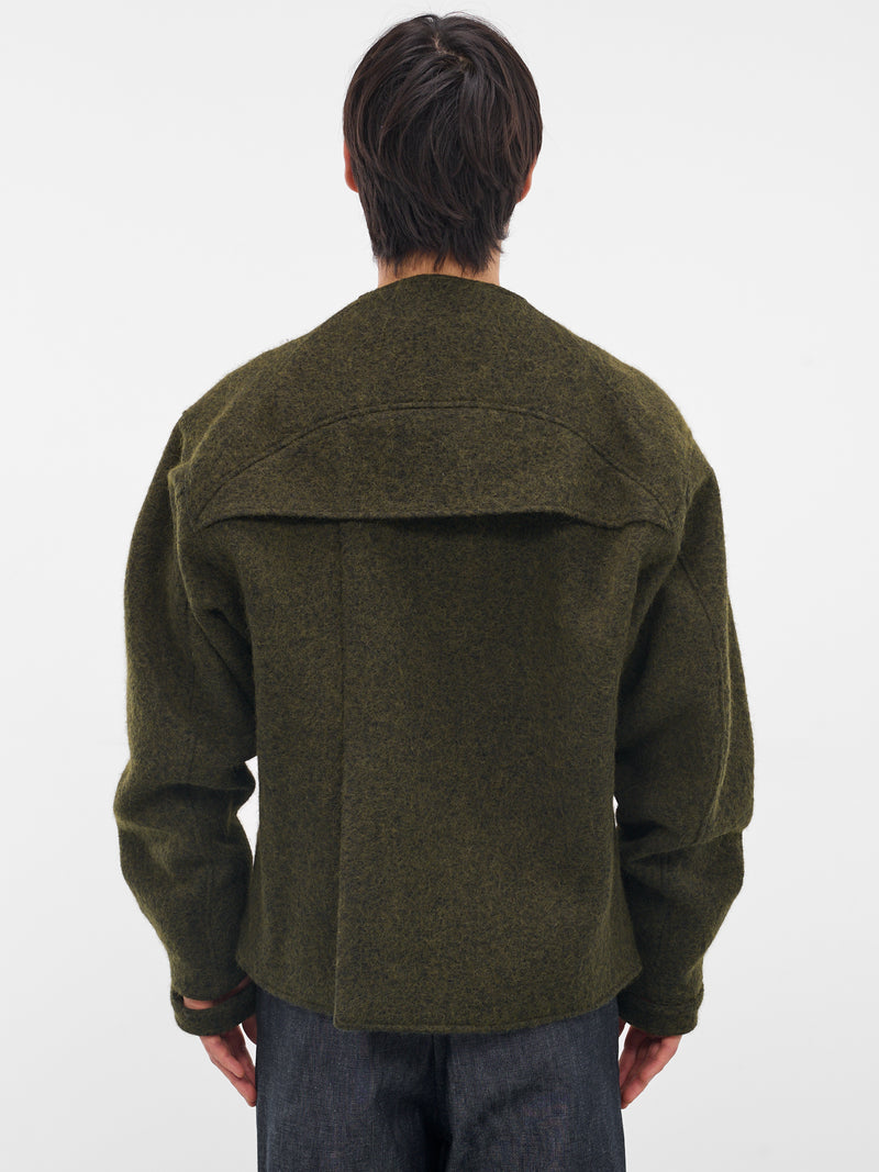 Alpaca-Wool Collarless Flight Jacket (XJ17V2-02-RADIANT-GREEN)