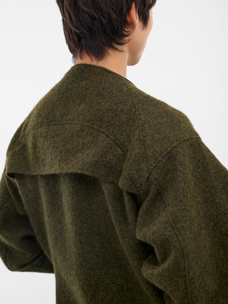 Alpaca-Wool Collarless Flight Jacket (XJ17V2-02-RADIANT-GREEN)
