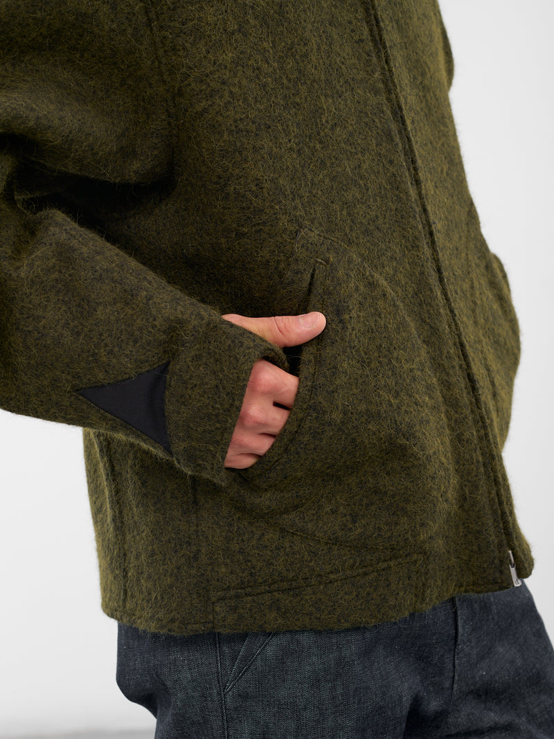 Alpaca-Wool Collarless Flight Jacket (XJ17V2-02-RADIANT-GREEN)