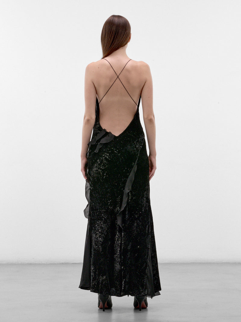 Black Velvet Slip Dress (XWT115-VL067-BLACK)