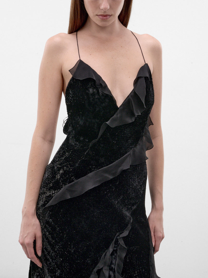 Black Velvet Slip Dress (XWT115-VL067-BLACK)