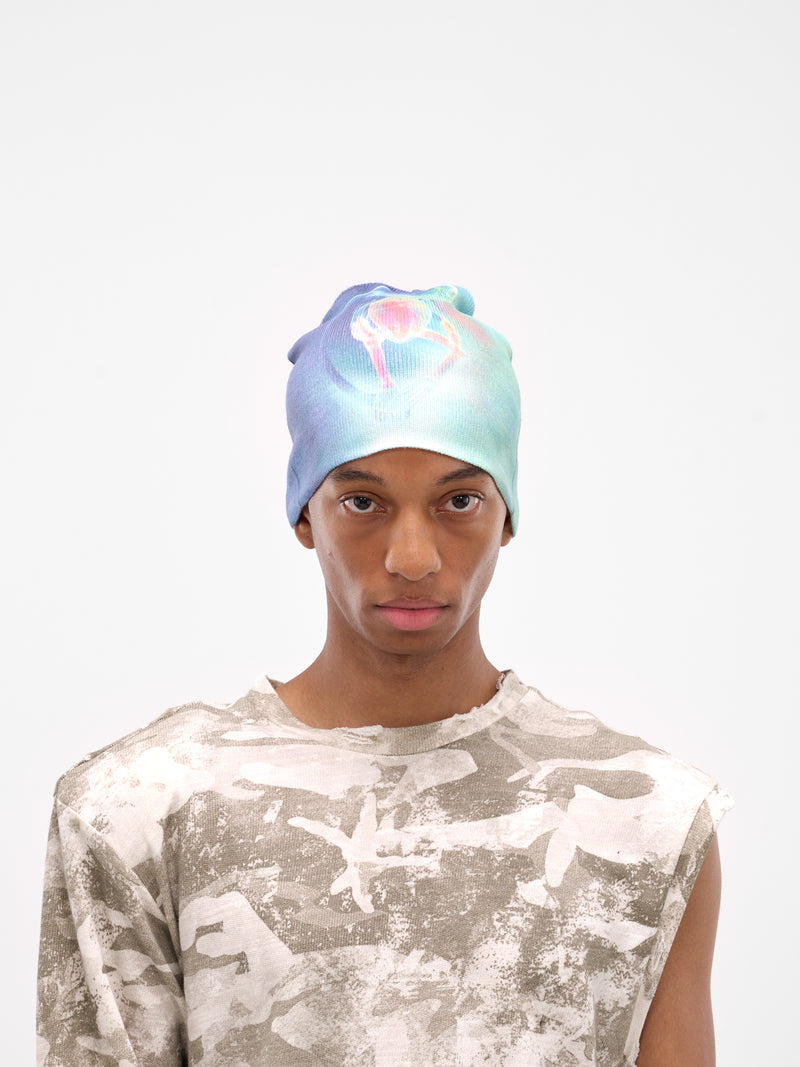 Blue Genesis Graphic Ribbed Beanie (YAW25-DN-HATT-MULTI-BLUE)