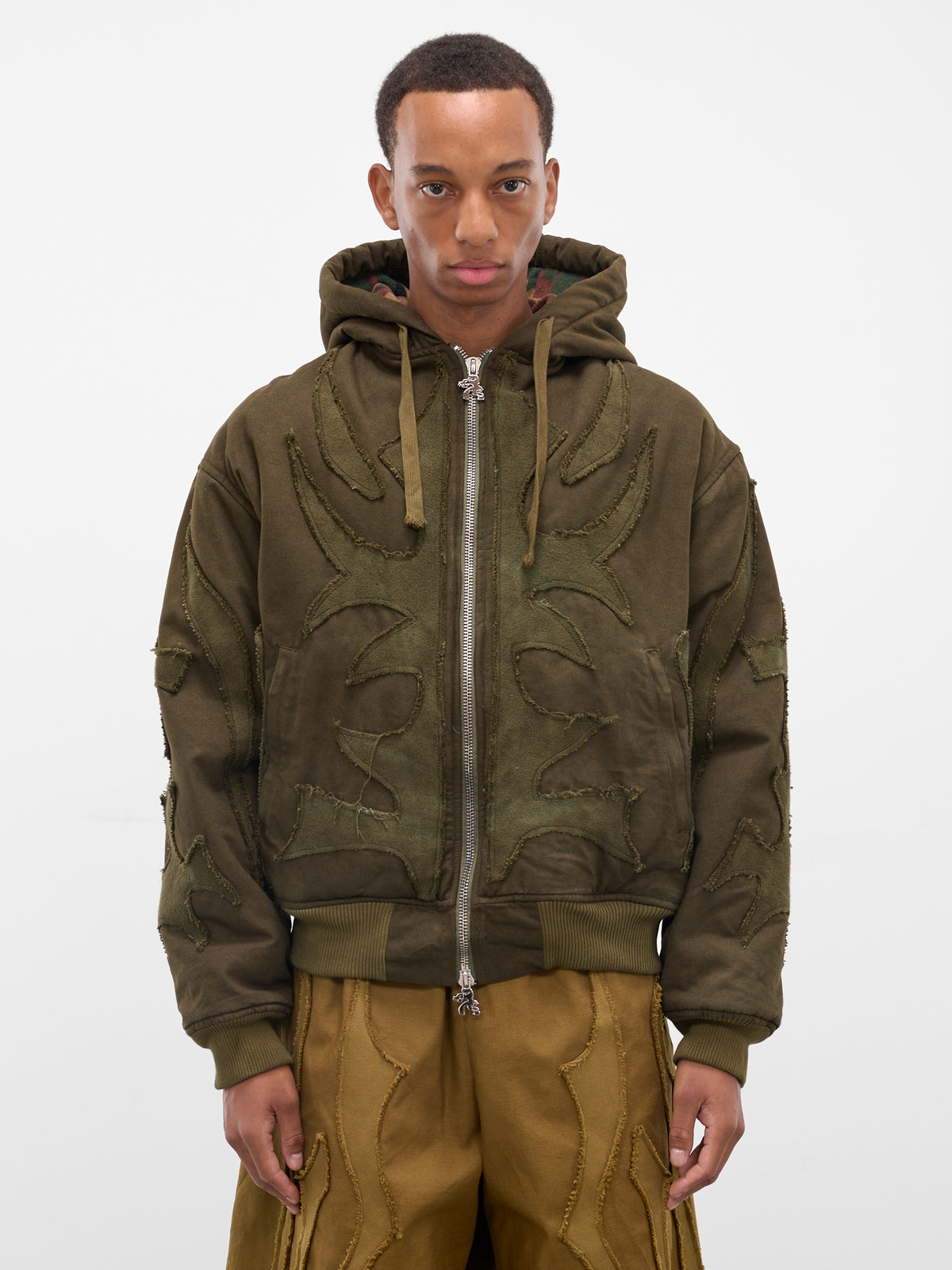 Khaki Graphic Antler Winter Hoodie (YAW25-DO-HOOD-KHAKI)
