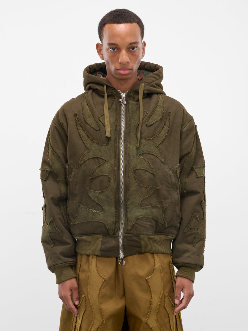 Khaki Graphic Antler Winter Hoodie (YAW25-DO-HOOD-KHAKI)