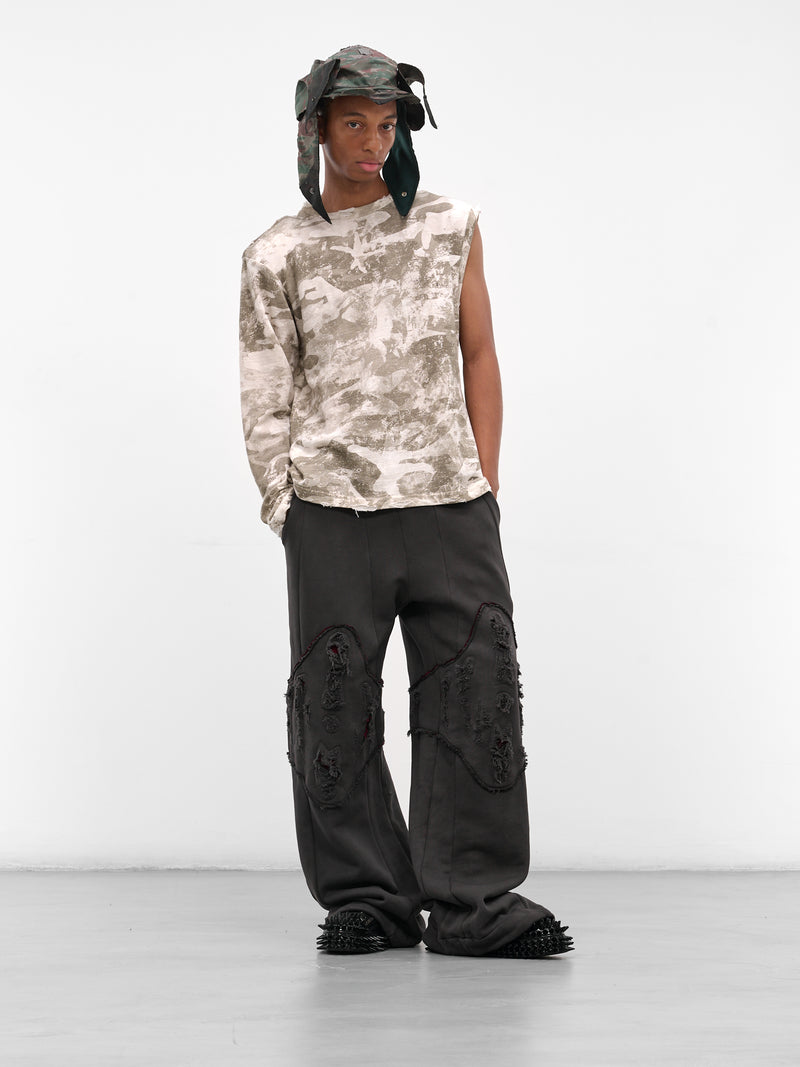 Black Apex Graphic Distressed Sweatpants (YAW25-DN-PANT-CHARCOAL)