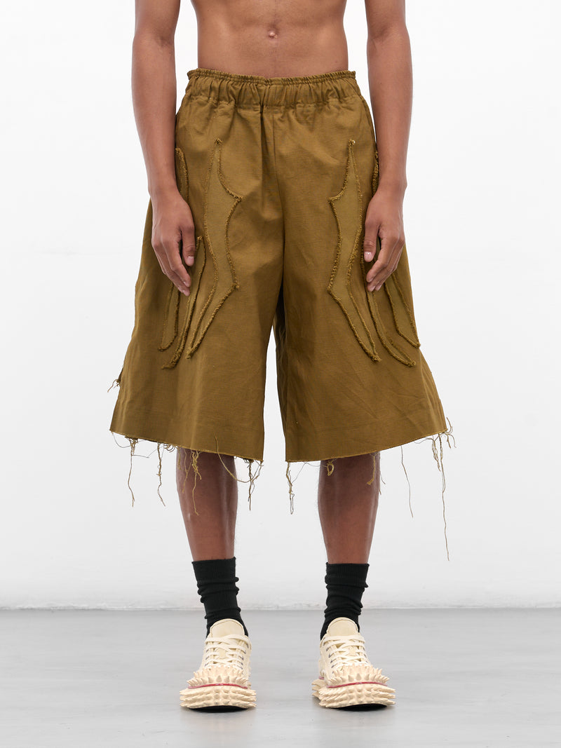 Khaki Battle Scar Graphic Shorts (YAW25-A-SHOR-KHAKI)