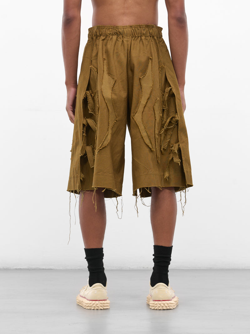 Khaki Battle Scar Graphic Shorts (YAW25-A-SHOR-KHAKI)