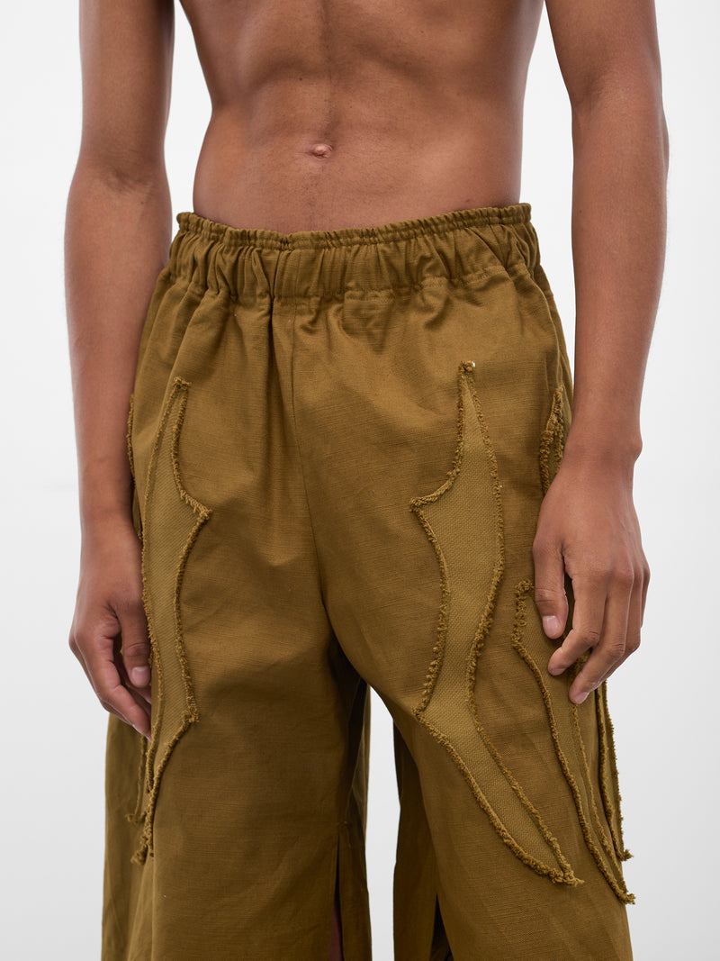 Khaki Battle Scar Graphic Shorts (YAW25-A-SHOR-KHAKI)