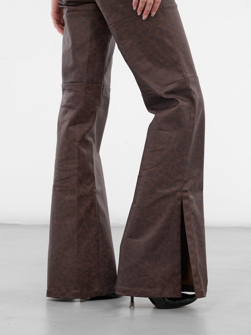 Brown Low-Rise Flared Trousers (YR005TR01-MUD)