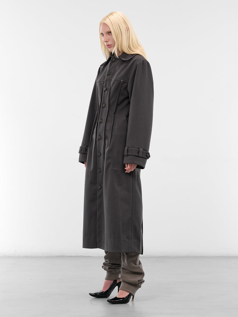 Black Captain Trench Coat (YR006OW02-SQUID-INK)