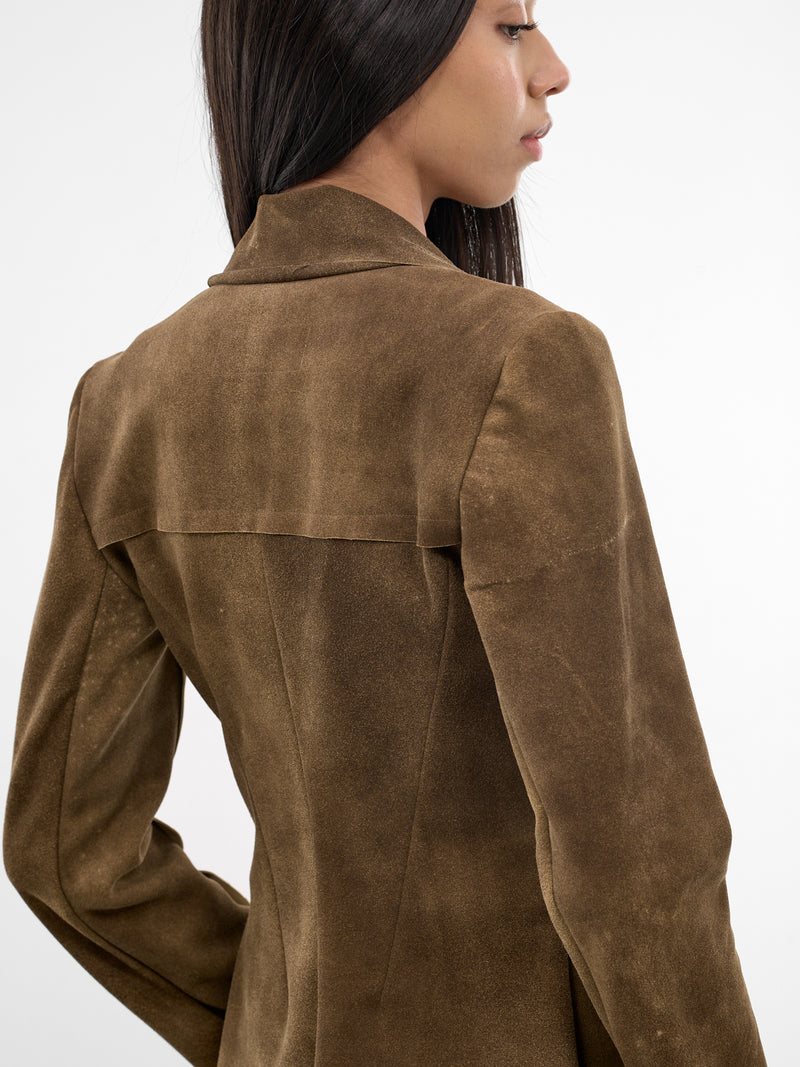 Brown Suede Cinch Belted Jacket (YR007OW02-BUCKSKIN)