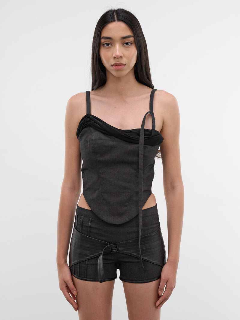 Onyx Draped Corset Camisole (YR007TP02-ONYX)