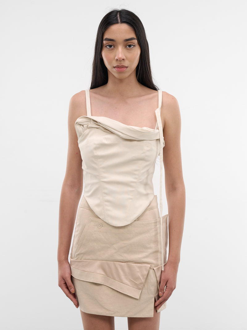 Slate Draped Corset Camisole (YR007TP02-SLATE)