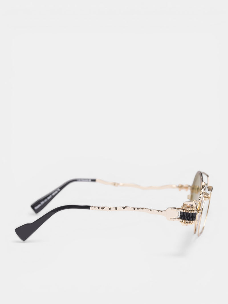 Z50 Circular Layered Metal Sunglasses (Z50-39-27-GD-GREEN)