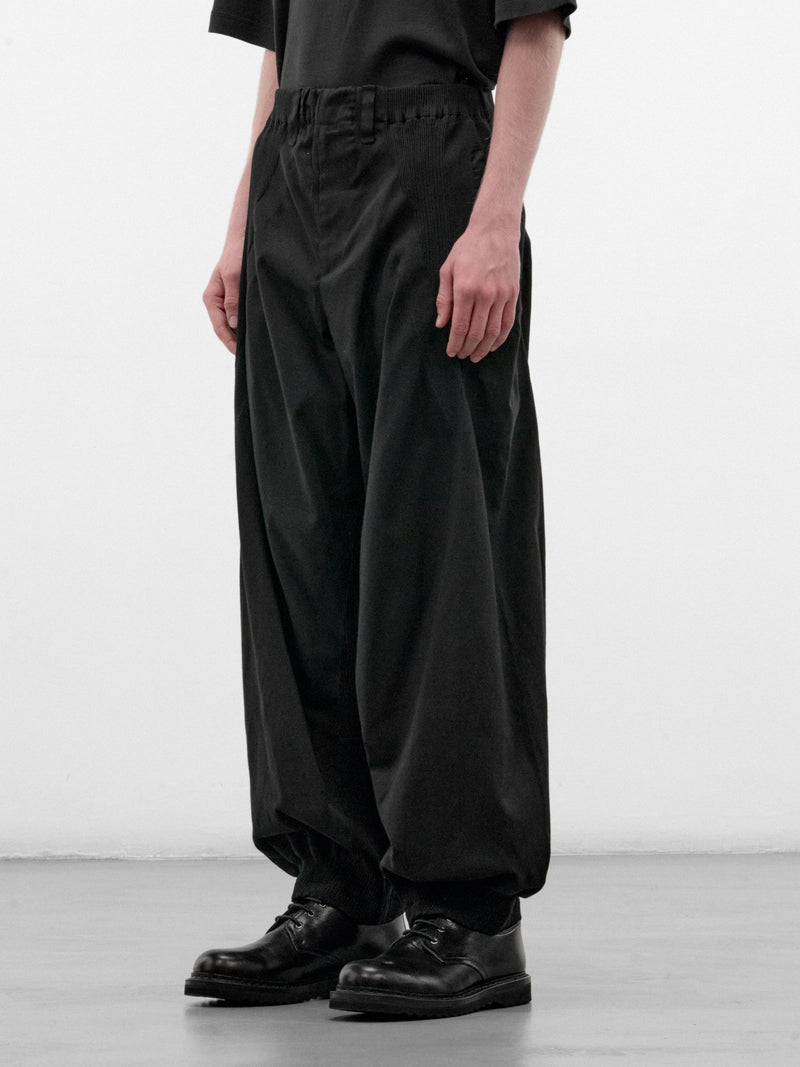 Black Clay Nylon Wide Trousers (LA68FF032-15-BLACK)