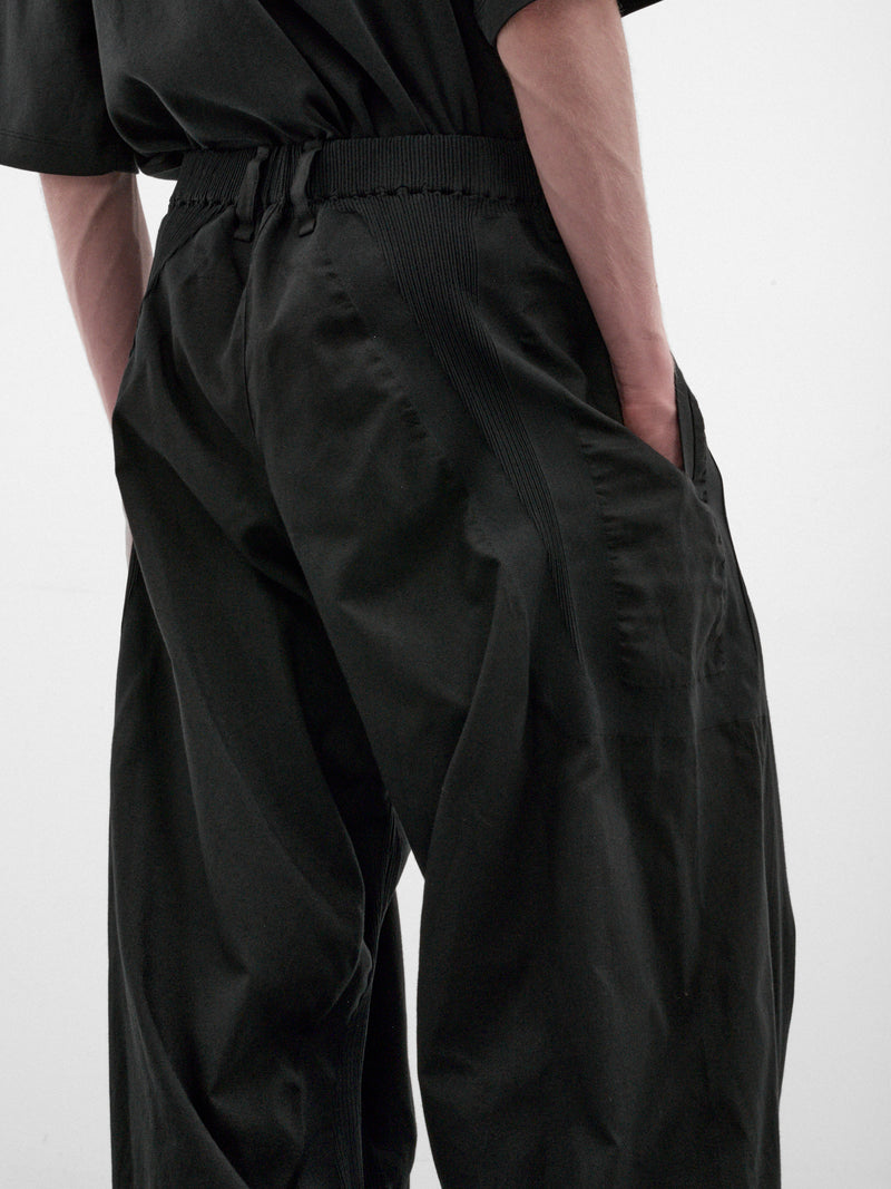 Black Clay Nylon Wide Trousers (LA68FF032-15-BLACK)