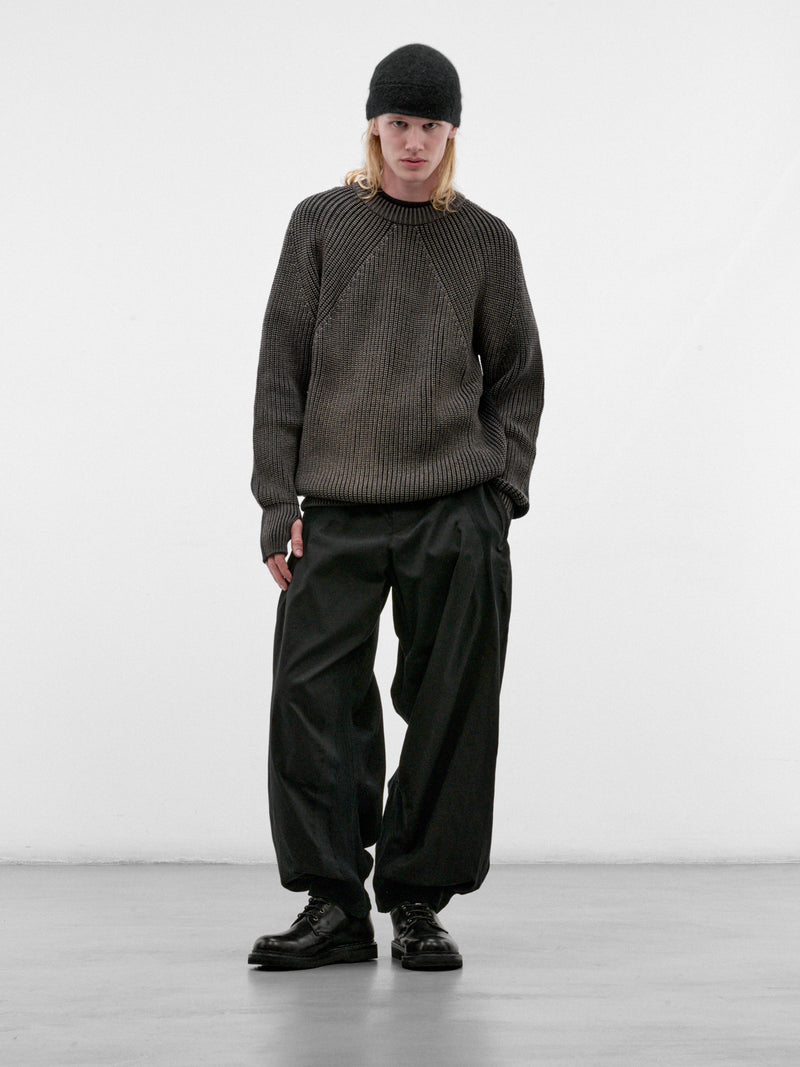 Black Clay Nylon Wide Trousers (LA68FF032-15-BLACK)