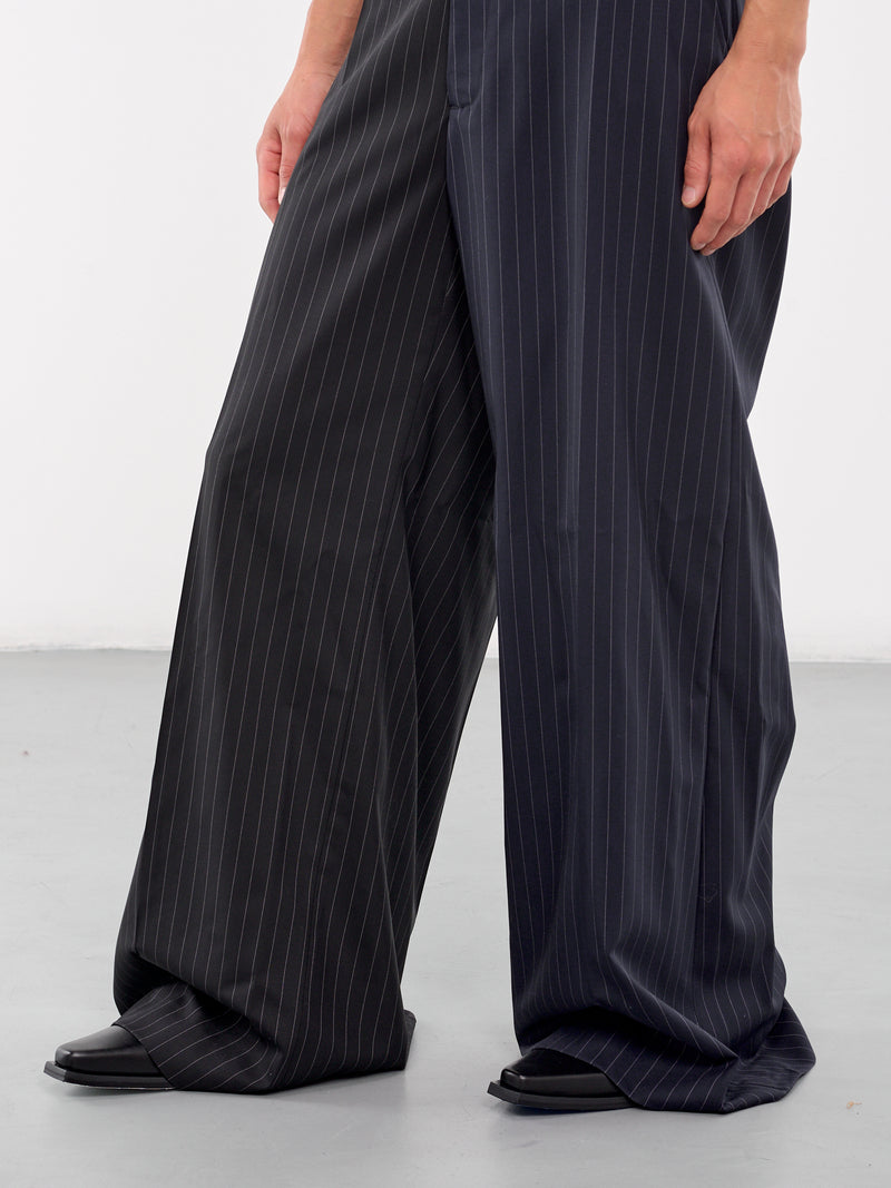 Split Deconstructed Pinstripe Pants (UA65PA706N-BLACK-NAVY-PINSTRIP)