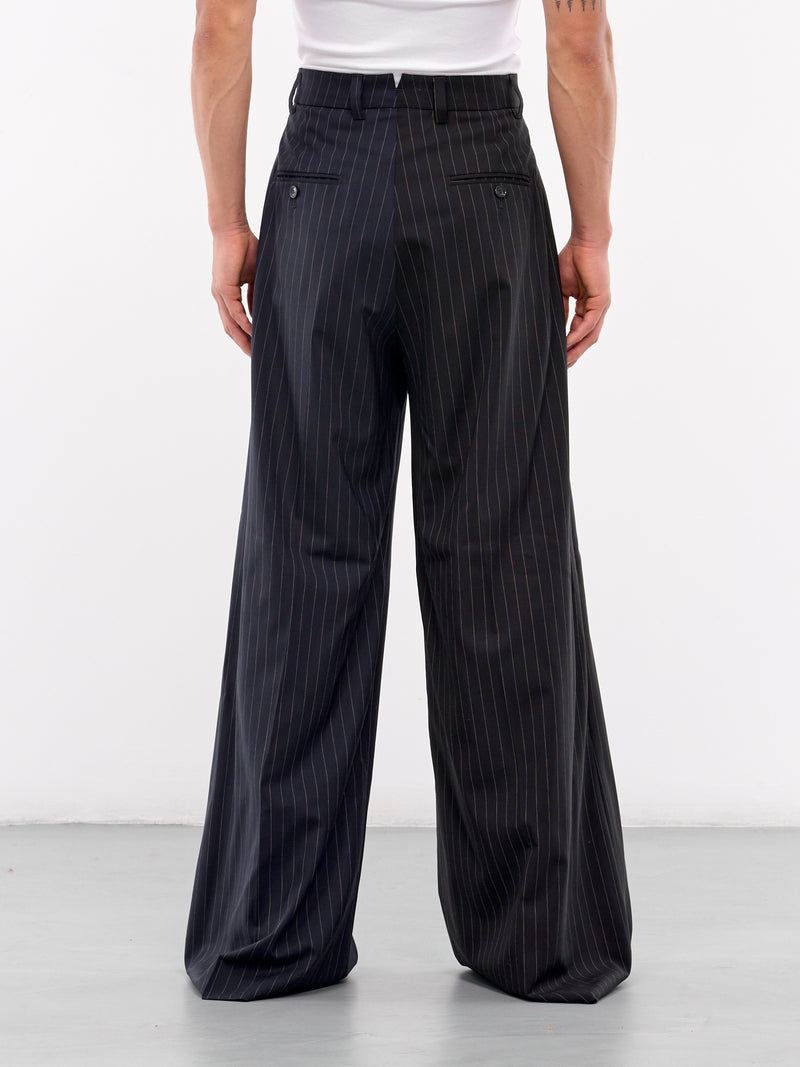 Split Deconstructed Pinstripe Pants (UA65PA706N-BLACK-NAVY-PINSTRIP)