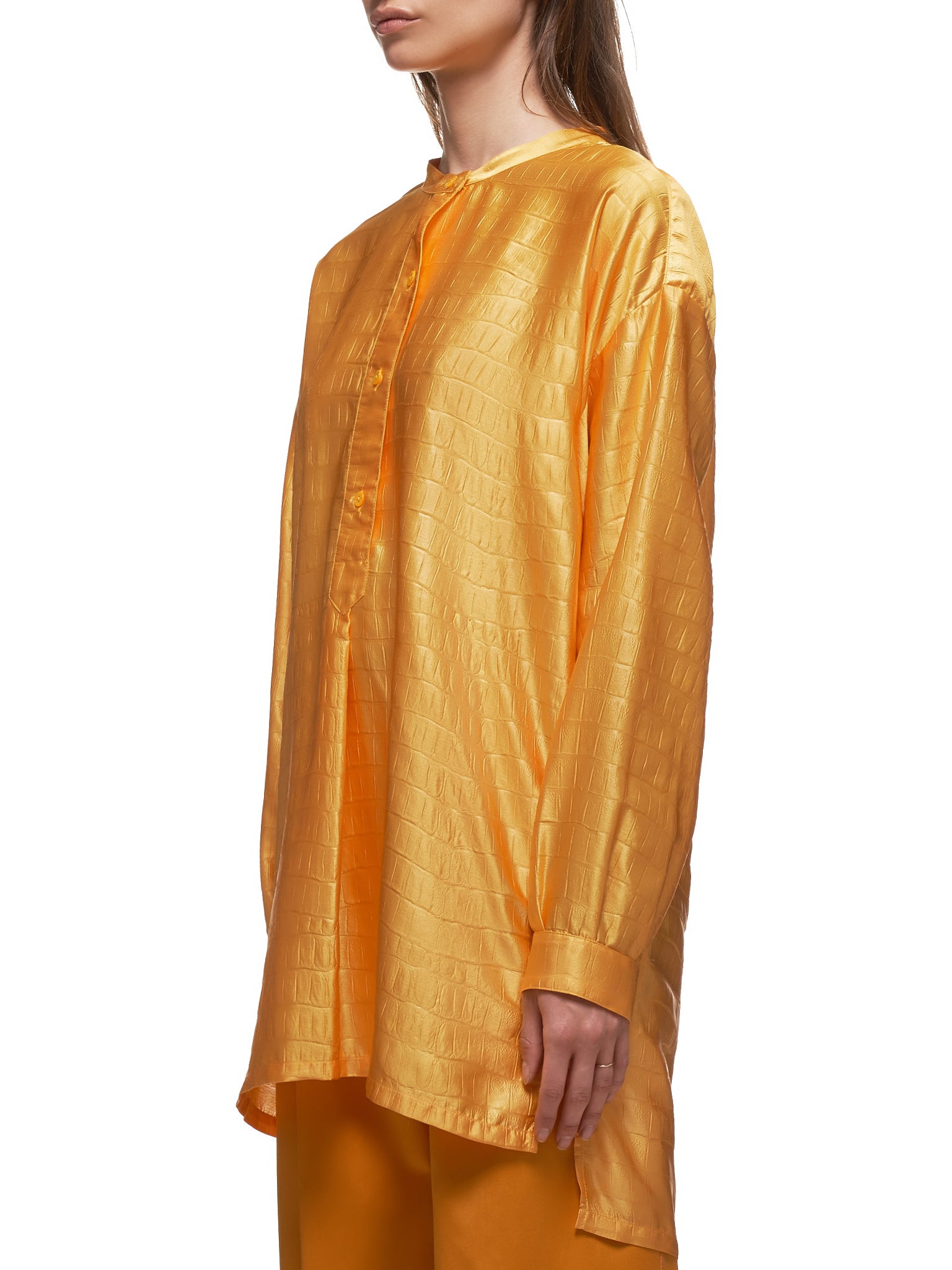 Satin Azra Embossed Tunic Shirt (16IA3108-APRICOT)