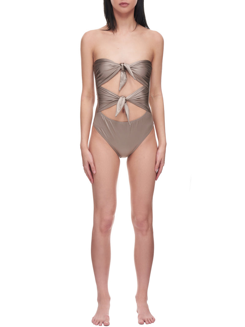 Maryam Nassir Zadeh Deia Front Tie One Piece | H. Lorenzo - front