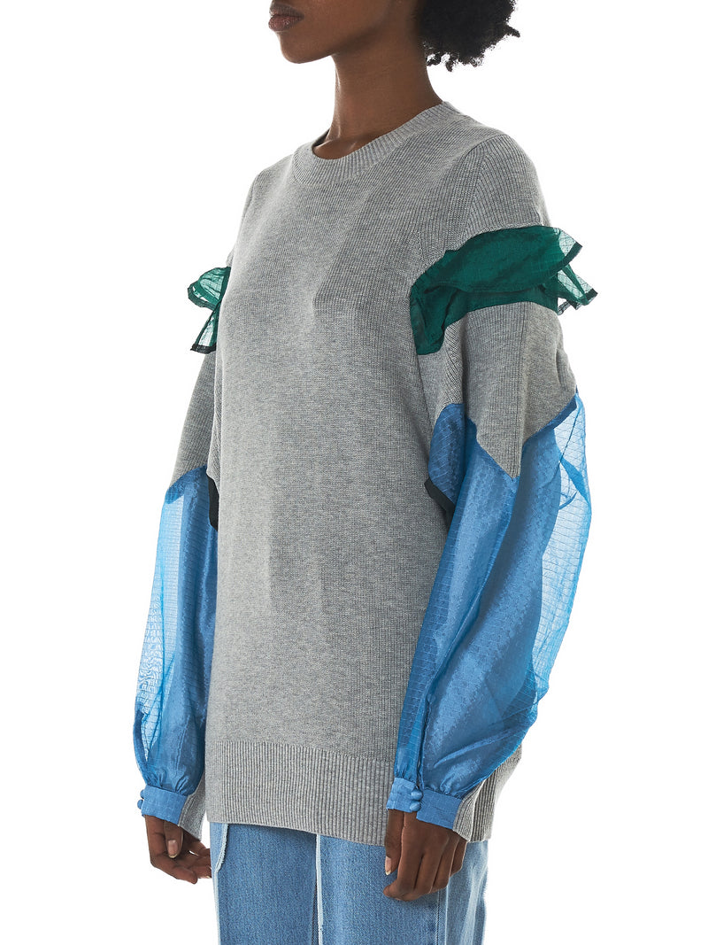 Sacai Ruffled Crewneck Pullover - Hlorenzo Side