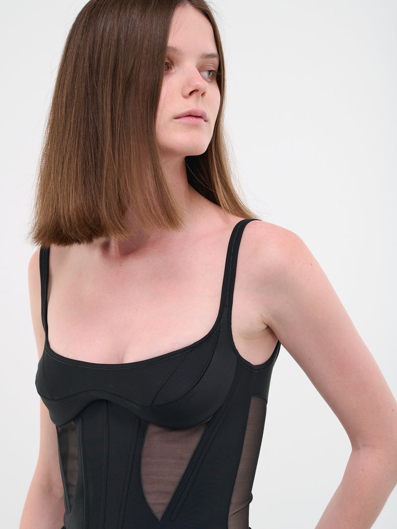 Bonded Illusion Corset (1CT0101691-B1999-BLACK-BIMATER)