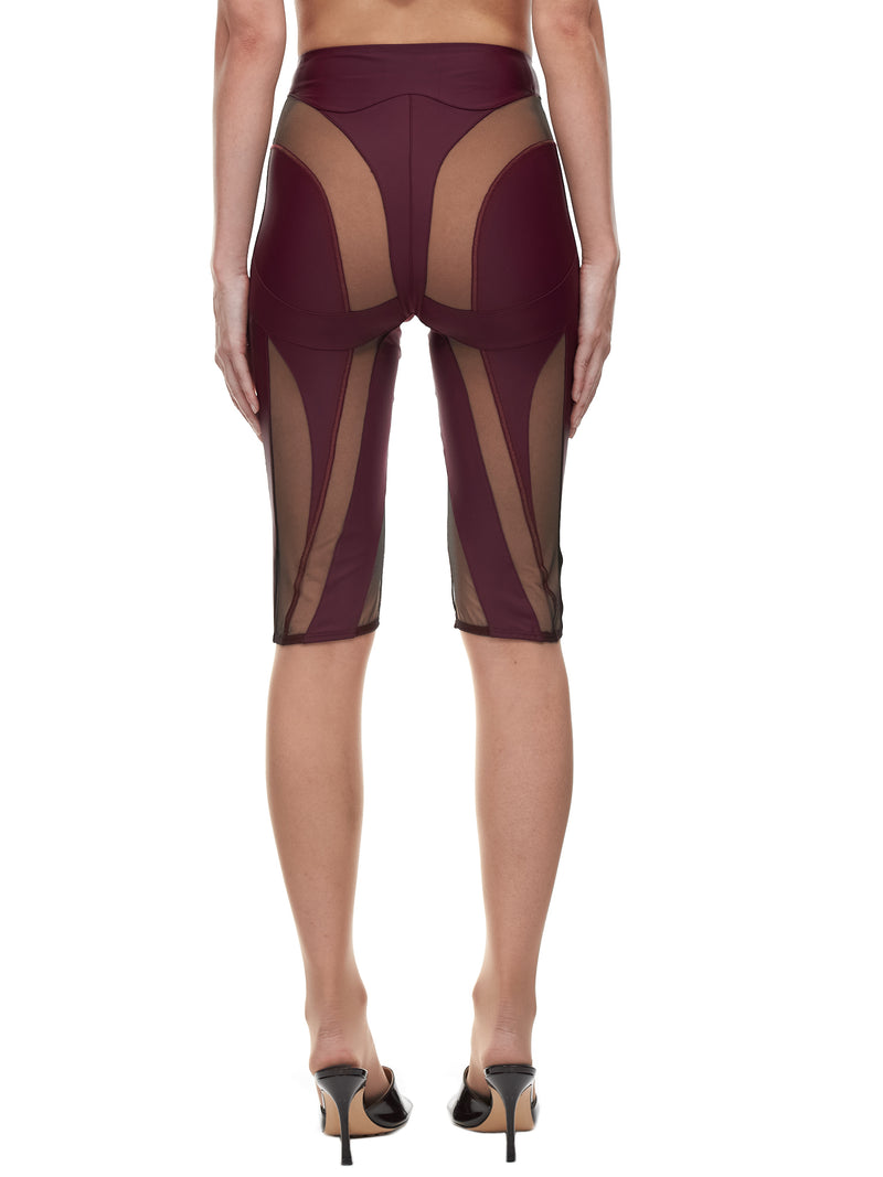 Mugler Sheer Panel Spiral Shorts | H. Lorenzo - back