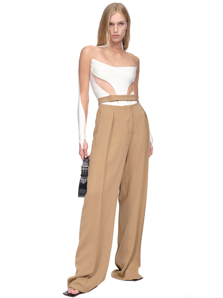 パンツ MUGLER Woman Pants Kaki 25P3PA0481842 5047 black pierced pants | MUGLER Official Website – Mugler