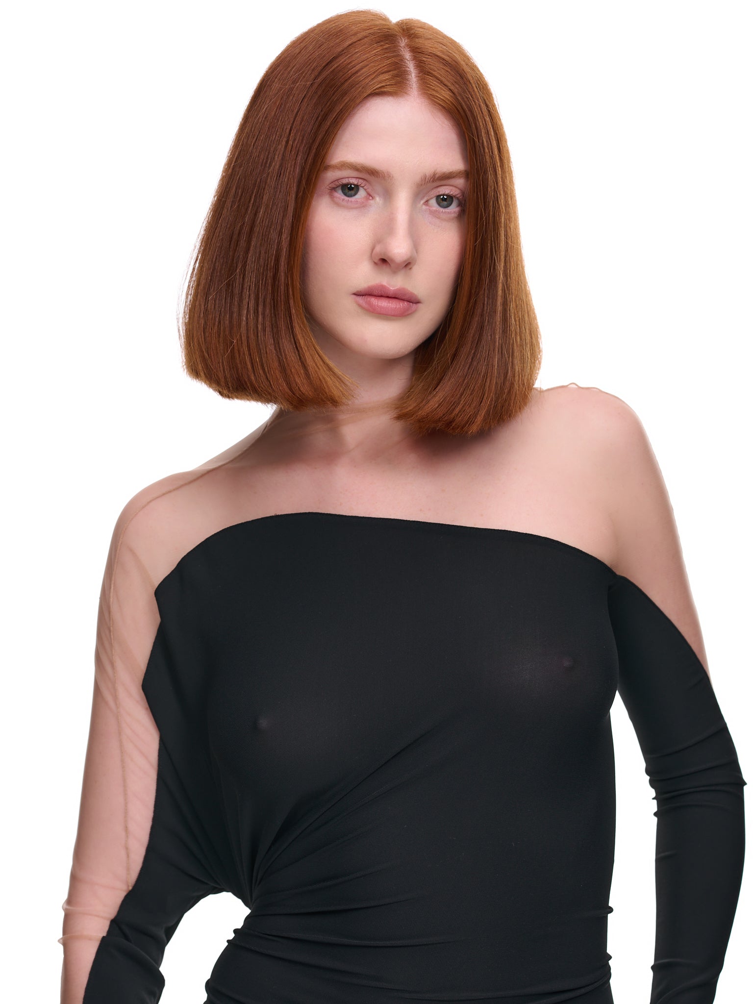 Impossible Neckline Dress (1RO147460A-19991-BLACK-NUDE-01)