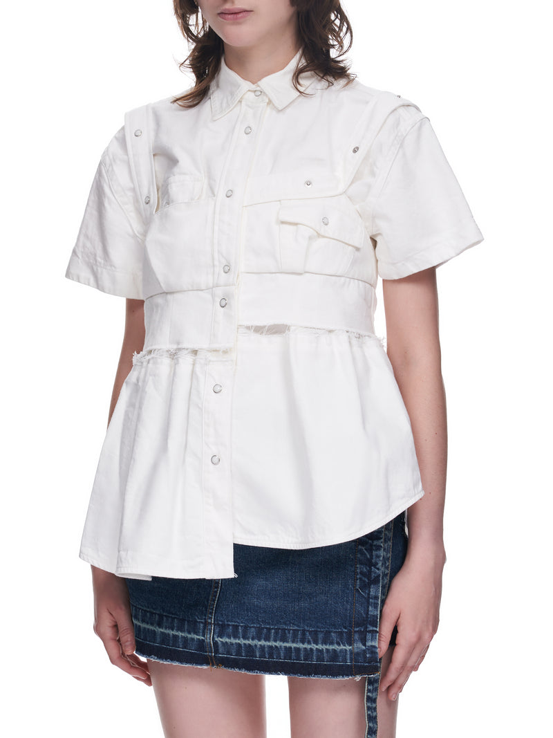 Asymmetric Button Up Shirt (22-06199-151-OFFWHITE)
