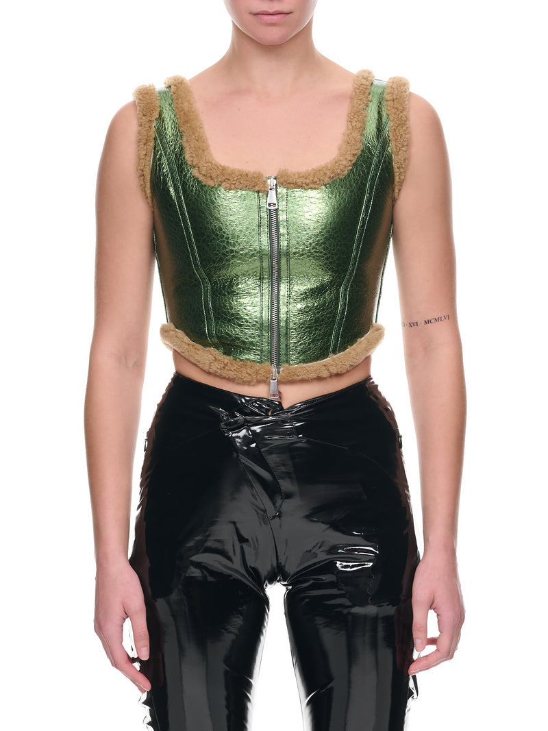 Laminated Black Corset (22-09-F-ST008-L500-BEIGE-GREEN)