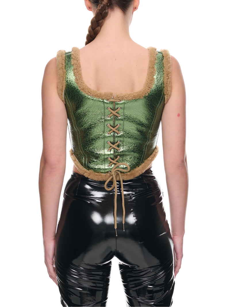 Laminated Black Corset (22-09-F-ST008-L500-BEIGE-GREEN)