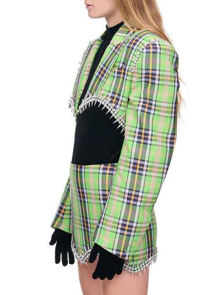 公式【1JINN STUDIO】 Oversized Green Checkered Blazer 1JINN STUDIO Oversized Green Plaid Woolen Blazer – CHINASQUAD