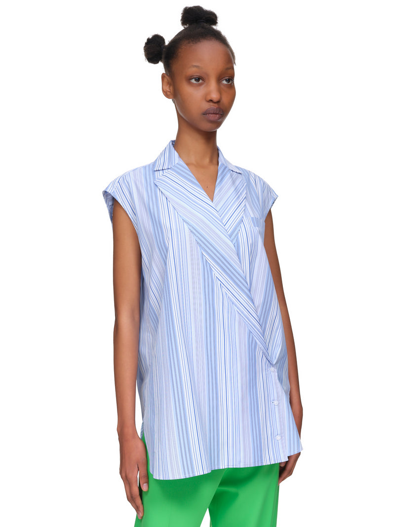 Sleeveless Criss-Cross Blouse (22ECTO037CO0991-M4149-BLUE)