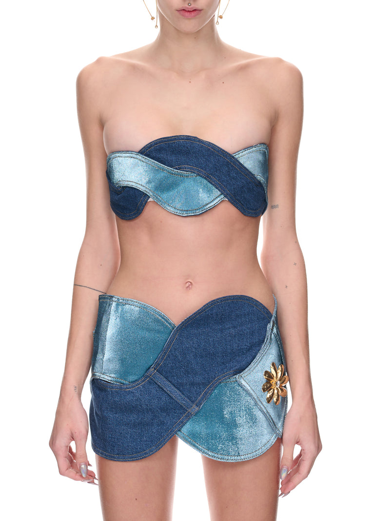 Denim Rope Bandeau Top (2301T02183-LIGHT-BLUE)