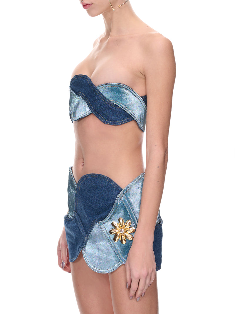 Denim Rope Bandeau Top (2301T02183-LIGHT-BLUE)