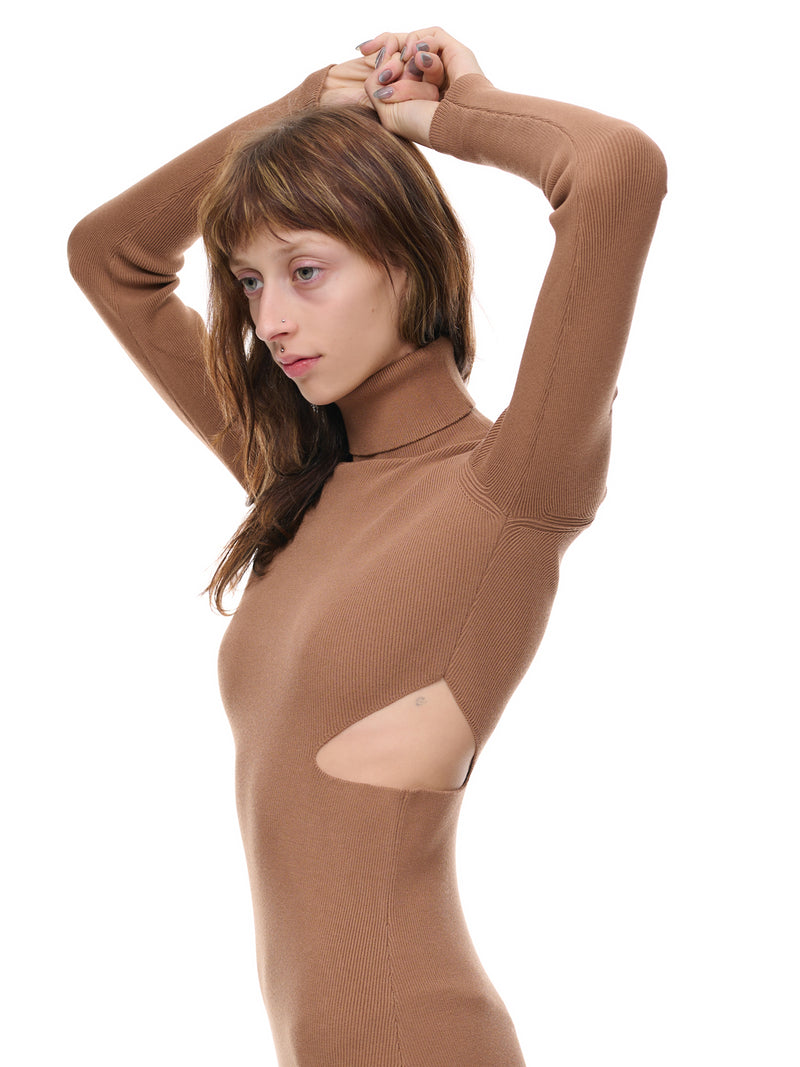 Cut-Out Knit Dress (2A226S-N0553-BROWN-SUGAR)