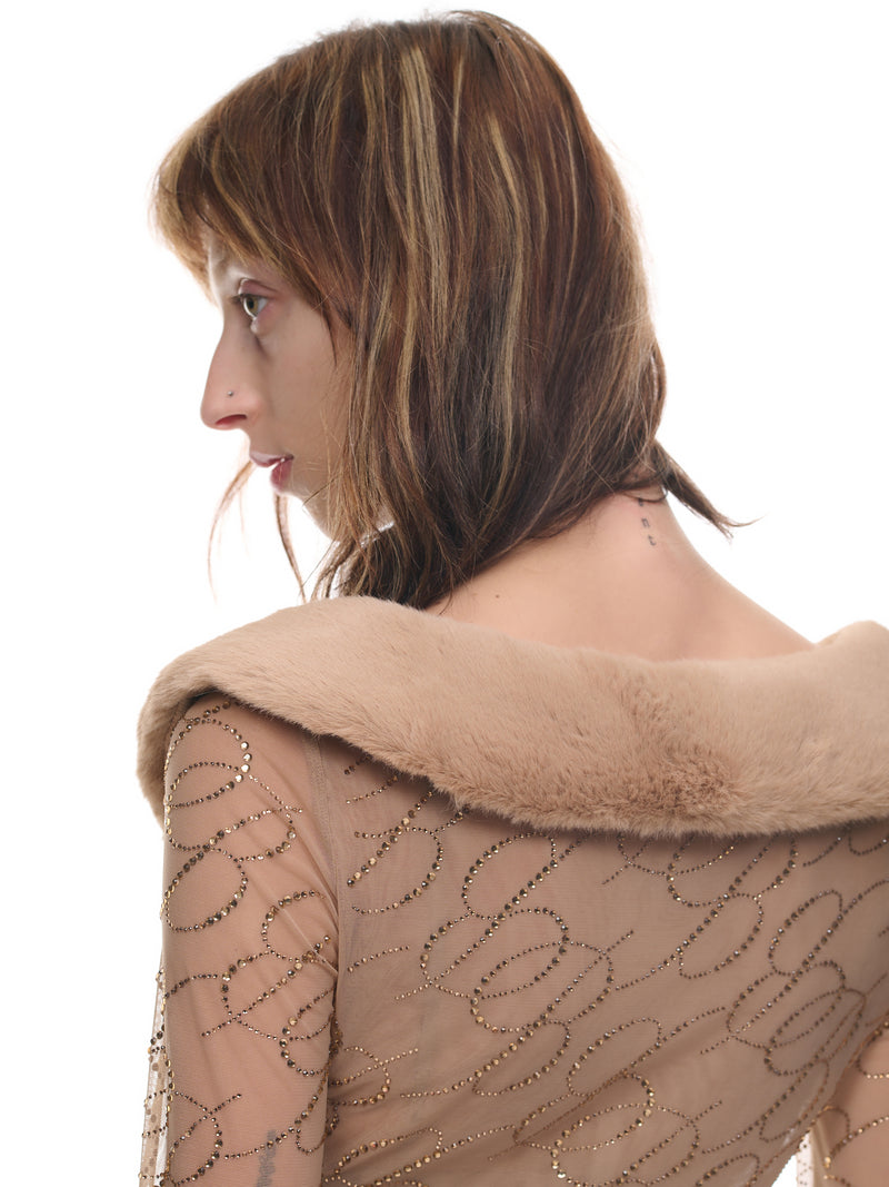 Eco-Mink Fur Cardigan (2C161S-C8268-AMPHORA-CAMELLO)