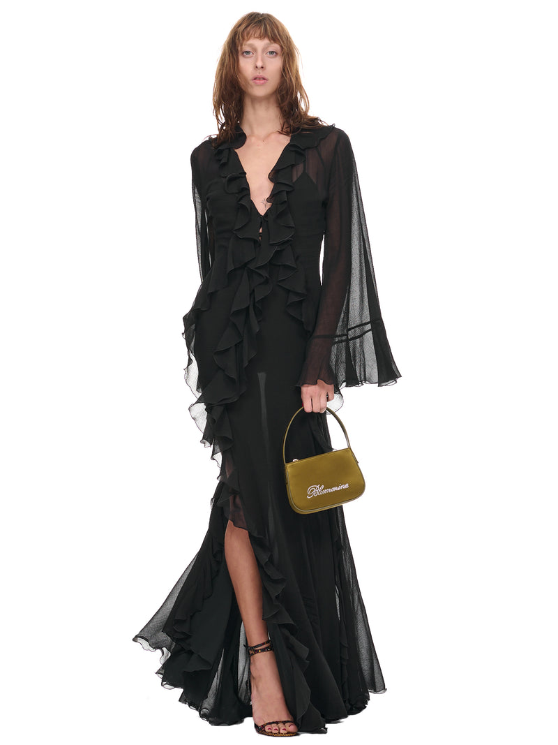 Satin Rhinestone Logo Bag (2W149A-AVOCADO)