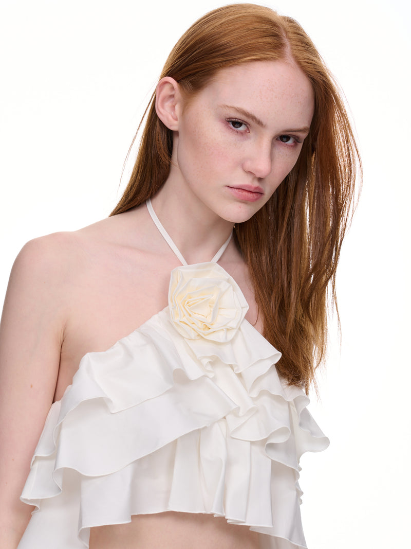 Rose Flounced Top (2C170A-N0103-BIANCO-NATURAL)