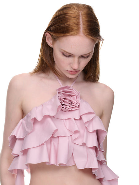 rurumu flare ribbon sleeve bustierフリーサイズ Rose Flounced Top (2C170A-N0124-ROSA)