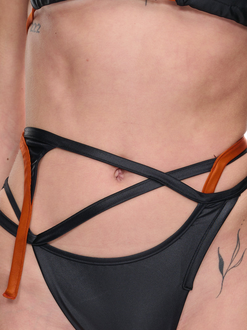 Metallic Laced Bikini Bottoms (300907-METALLIC-BLACK)