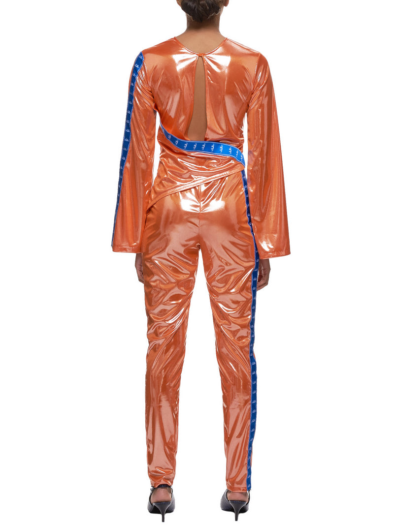 Glossy Bodysuit (36-W-ORANGE-BLUESTRIPES)