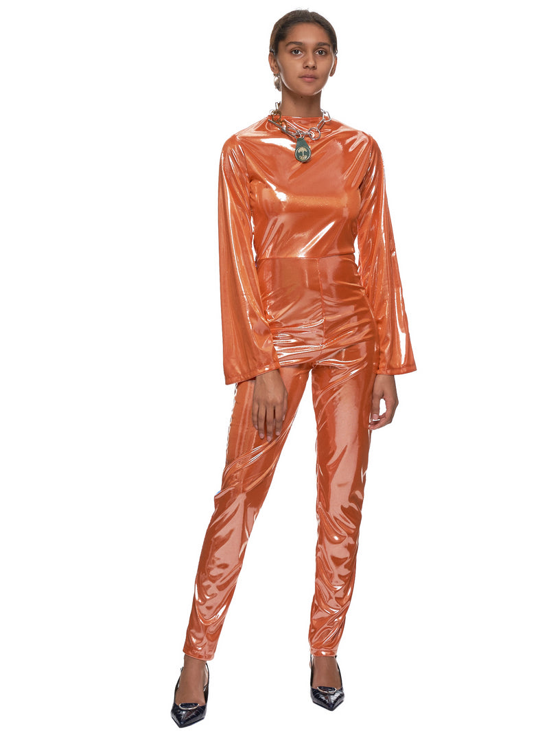 Glossy Bodysuit (36-W-ORANGE-BLUESTRIPES)