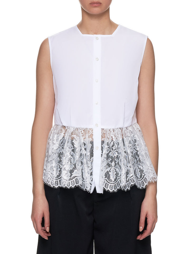 Sleeveless Lace Shirt (3C-B012-051-WHITE)