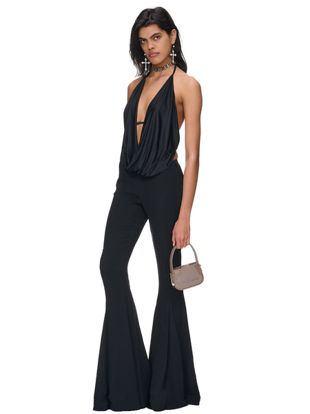 パンツ Blumarine FW25 Black cady pant (2P191A N0990) Superwide-leg Pants In Grain De Poudre Wool | Blumarine