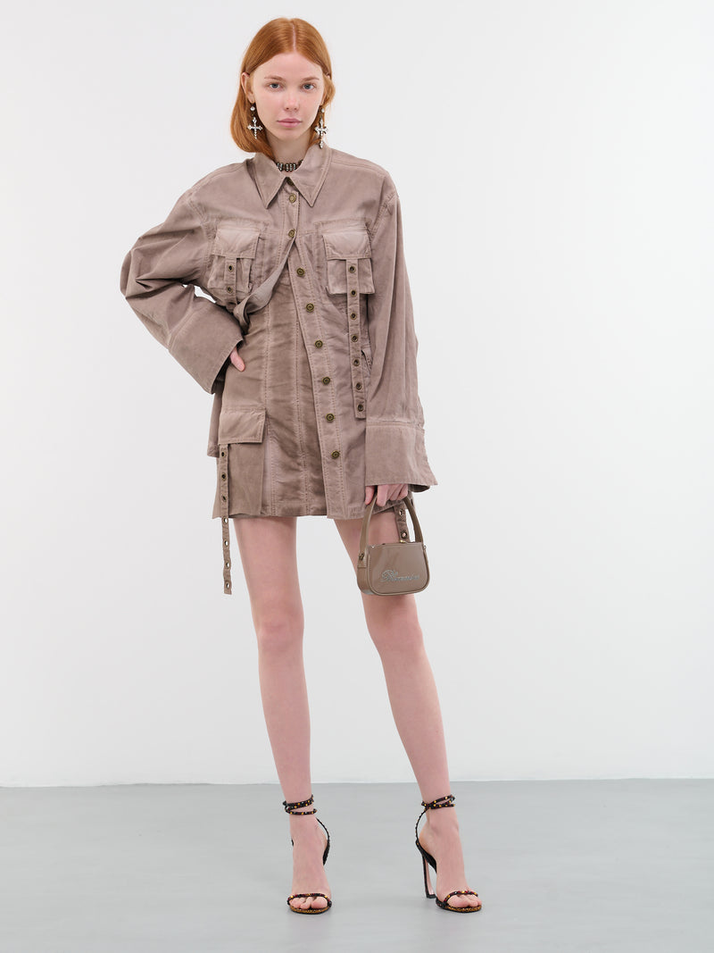 Over-Dyed Shirt Dress (4J015A-N0811-COFFEE-LIQUER)