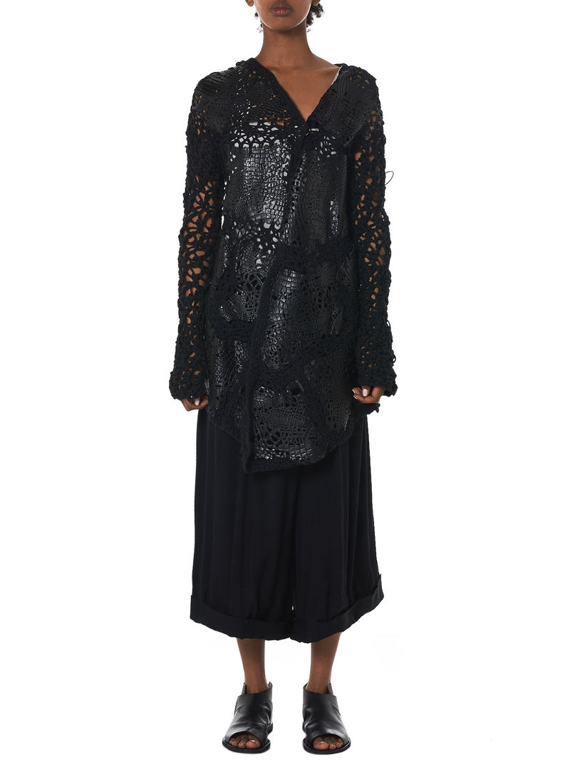 Alessandra Marchi Alligator Leather Cardigan - Hlorenzo Front