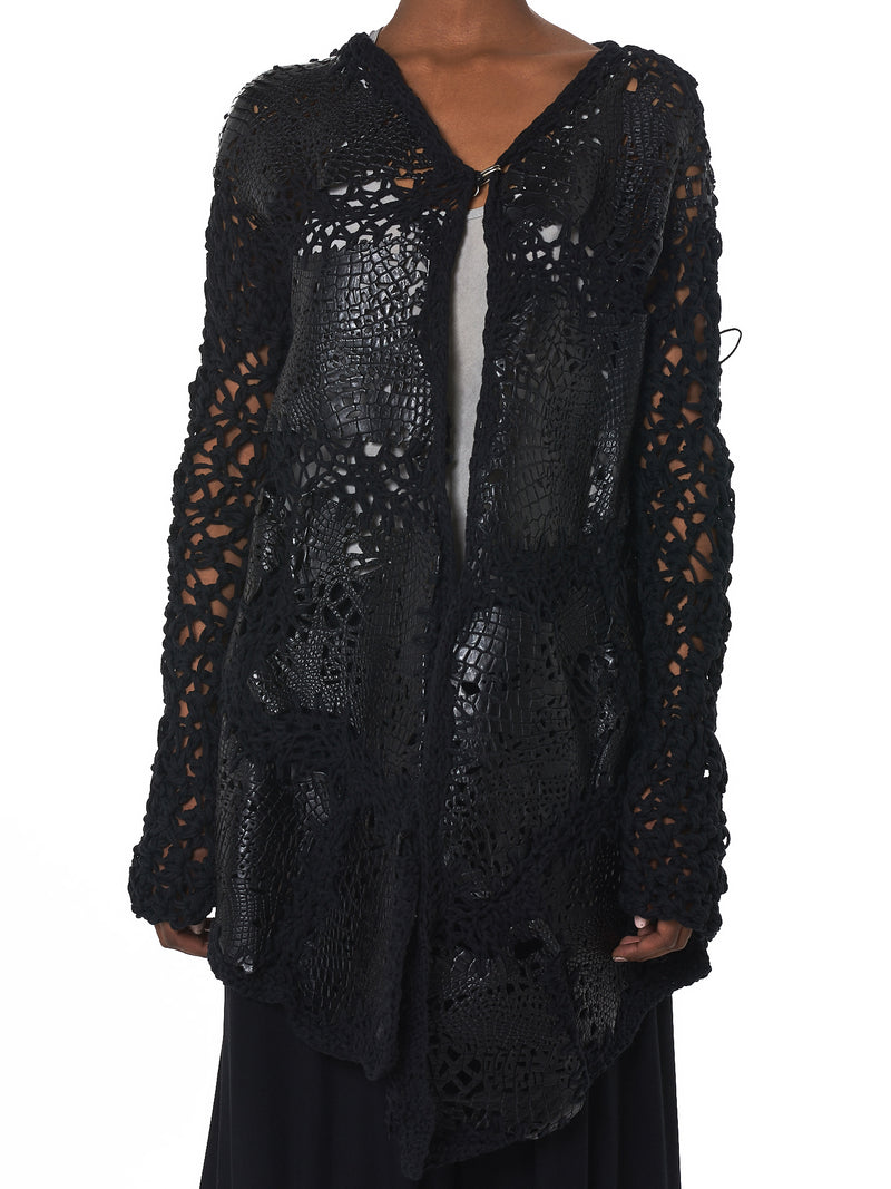 Alessandra Marchi Alligator Leather Cardigan - Hlorenzo Detail 1